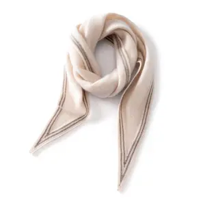 New 100 Cashmere Knit Triangle Scarf Warm Scarf Solid Color Striped Spring And Autumn Multifunctional Scarf Soft And Stylish