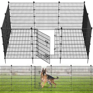 10 Panels No Dig Decorative Outdoor Garden Fence for Yard, Animal Barrier Fencing Rustproof Metal Wire Panel Border for Dog, Rabbits, and Patio Temporary Ground Stakes