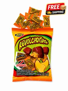 Revolcaditas Mango 6oz - Mango Flavored Hard Candy Covered in Chili - Sweet and Spicy Candy from Mexico