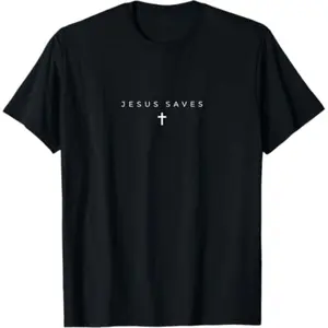 [100% Cotton]  Jesus Saves Cross Subtle Christian Minimal Religious Faith T-Shirt