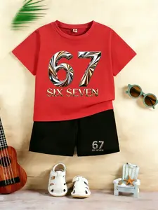 Summer Must-Have! Six Seven Kids Black & White Tee + Shorts Set. Cool 3D Metallic 67 Print, Versatile for Kids/Teens 3-12+. Perfect for School, Play & Outings!#Kids 67 Set #Color Block Set #Student Essentials