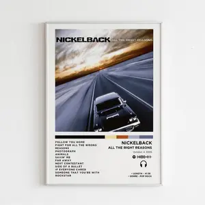 Nickelback - All The Right Reasons Album Poster - Album Cover Poster - Music Gift - Music Wall Decor - Album Art Y2K Room Wall Decoration