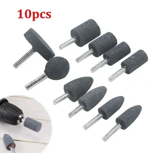 10 Pcs Various Shapes Abrasive Grinding Stone Rotary Accessories Buffing Point Set with 1/4 Inch Shank for Drill,Christmas Party Gifts,Hand Tools Kits