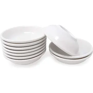 10PCS Plastic White Round Watercolor Paint Palette Paint Container Dish Small Dipping Bowls for Painting and Cooking
