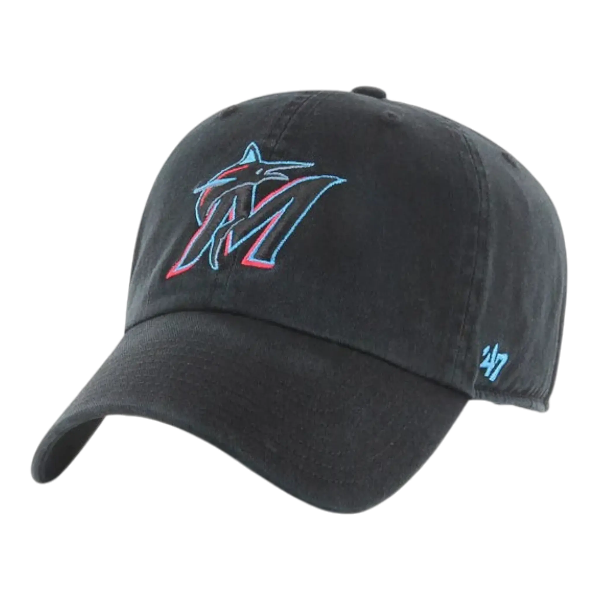 47 Brand Clean Up Miami Marlins Strapback in Black | Adjustable Cap