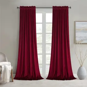 Scarlet Red Velvet Curtains – Elegant Room Darkening Drapes (Pair)