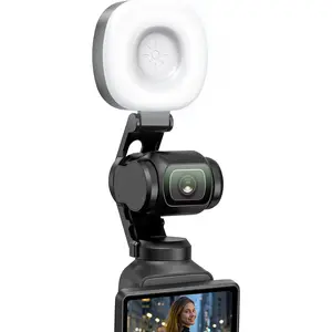 AMAZEAR Fill Light for DJI OSMO Pocket 4 Accessories, Auto-Follow Gimbal Selfie Vlog Auxiliary Fill Lighting, CRI≥95, 3-Color Temp Brightness Adjustable, 500mAh 1.6W USB-C, Black