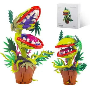 Carnivorous Cannibal Flower Building Blocks Set Audrey II Style Venus Flytrap Plant Horror Movie Toy Kit for Adults & Teens