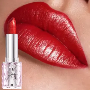 Huasurv Fashion Shiny Lipstick, Mermaid Pearl Velvet Lipstick, Metallic Pearl Gloss, Moisturizing Long-Lasting Microglow, Perfect Gift