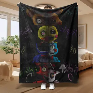 Five Nights at Freddy's Character Patchwork Flannel Blanket, Lightweight All-Season Throw, Perfect Gift for Friends & Family