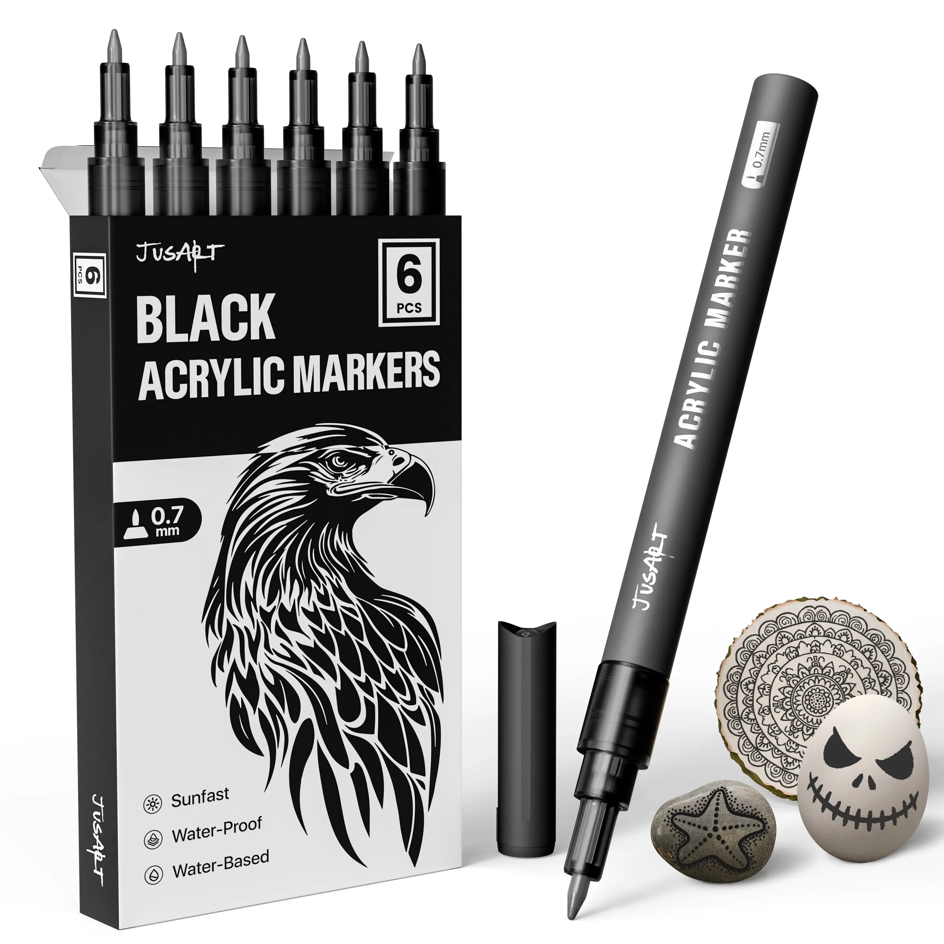 [JusArt] 6/3 Pack Permanent Markers, Acrylic Paint Pens for Rock Painting, Art Projects, Ceramic, Glass, Wood, Metal, Fabric, DIY, Ideal Acrylic Marker for Art Supplies, Acrylic Paint Markers, Markers Coloring, Art Supplies, Coloring Supplies summerwins