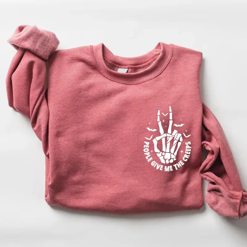 Halloween Skeleton Sweatshirt, Home Give Me The Creeps Sweatshirt, Spooky Halloween Pullover, Cute Halloween Sweatshirt, Haunted House Outfit, Halloween Gift