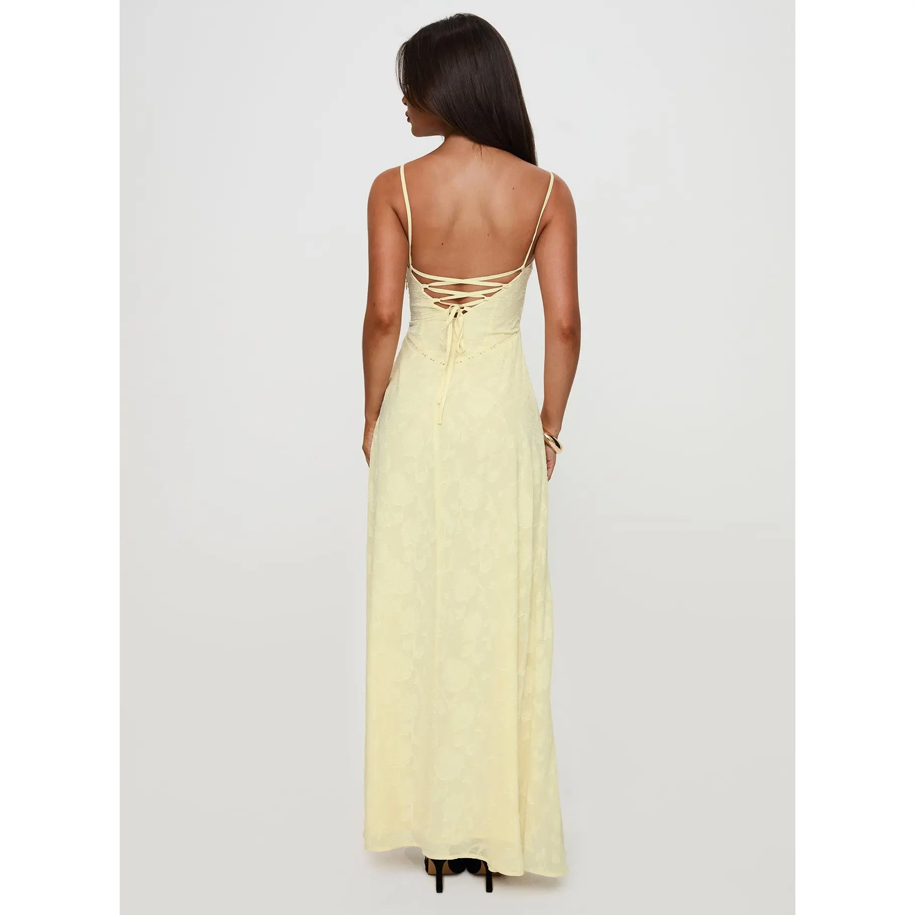 south of france maxi dress yellow Frill Cotton in Beach This dress embraces soft movement and bold spirit South Of France Maxi Dress