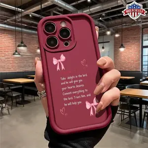 Cute Christian Bible Verse Bow Aesthetic Design Case for iPhone 17 16 15 14 Pro Max 13 12 11 XR XS Plus Air Shockproof Anti Drop Protective Slim Lightweight TPU Cover