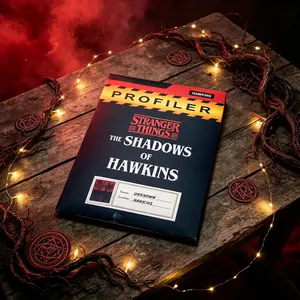 The Shadows of Hawkins - Board Game Escape Game - Immersive and Collaborative Investigation Game, 1-6 Players, INVESTIGATE THE WORLD OF STRANGER THINGS: Something is disturbing the fragile balance of the town of Hawkins. Explore the town, investigate, and
