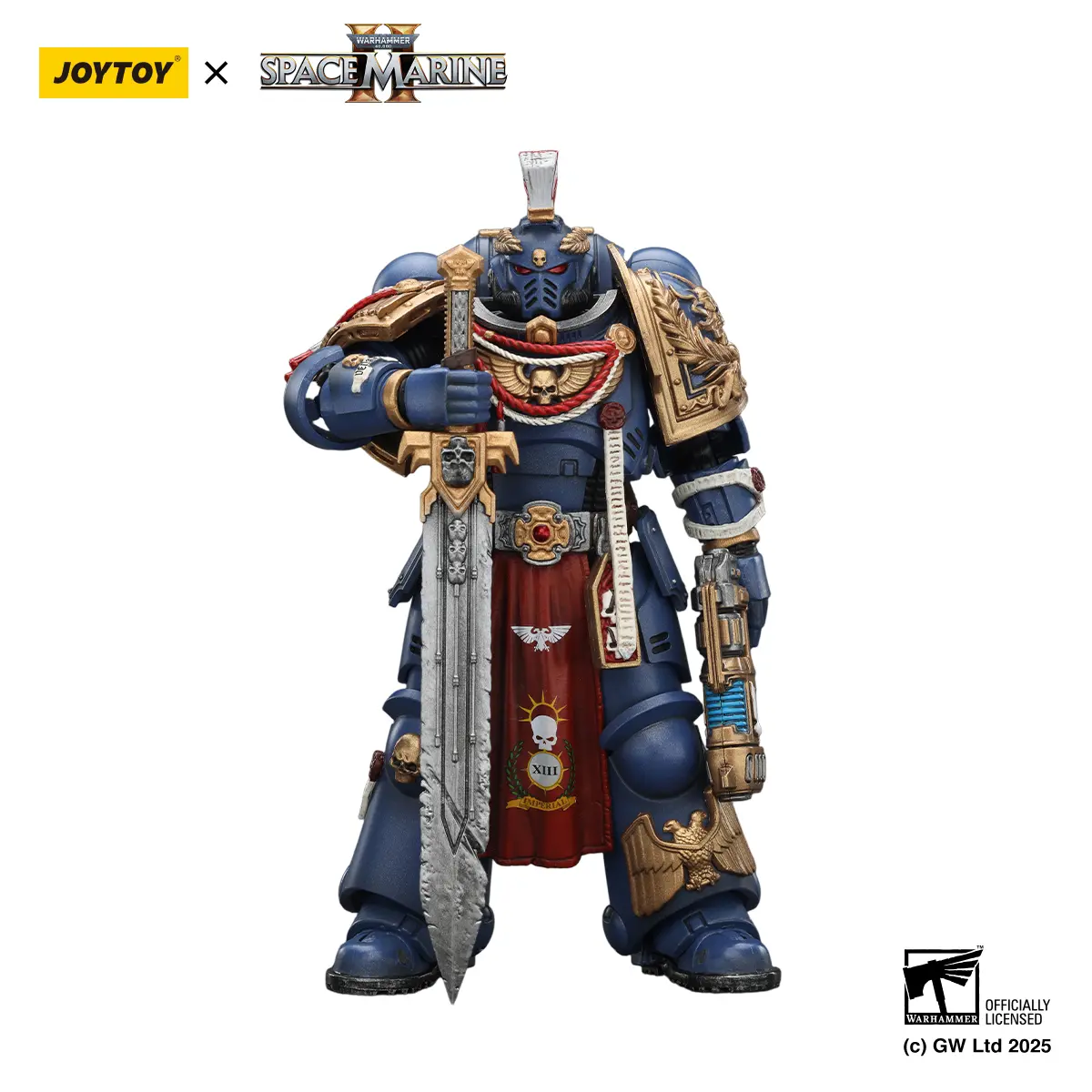 JOYTOY Warhammer 40000 1:18 Scale Articulated PVC Plastic Space Marine Action Figure - Ultramarines Relic Primus Armour, Plasma Pistol, Combat Blade, 4.84 Inches Height, Highly Detailed, Fully Articulated Collectible Figure JT02816