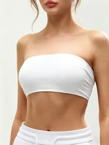 Lyocell Back Tie Strapless Bandeau Top for Women, Elastic Non-slip Tube Top with Front Partial Print, Left Side Print & Right Side Print, Adjustable Back Tie Design, Soft Breathable Summer Camisole, Casual Daily Party Street Fashion Apparel letter graphic