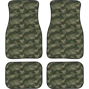 Dinosaur Camouflage Car Floor Mats 4PCS, Kids Military Style Auto Mats SUV Carpet All Weather Protection Fit for Van Sedan Truck(Dinosaur Camo) ﻿