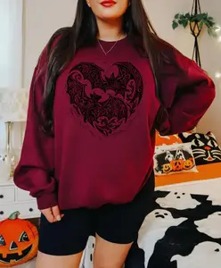 Vampire Bat Heart Gothic Linocut Valentine's Shirt, Sweatshirt, Hoodie, Vampire Valentines Tee