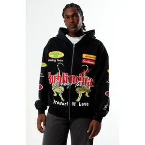 Pacsun Men's Subliminal Racing Full Zip Hoodie Pacsun Men's Subliminal Racing Full Zip Hoodie