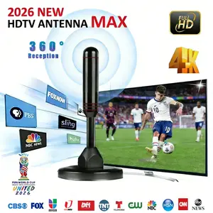 Indoor digital TV antenna, suitable for smart TVs, 360° omnidirectional long-distance reception, with powerful magnetic base, supports local channels, suitable for users without cable TV, easy to install.