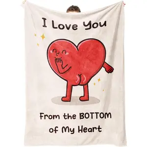 Couple Blanket for Girlfriend, Funny Gifts for Him Her Christmas, I Love You Heart Blanket for Couple, Funny Valentine's Day Gag Gift Blanket for Couch, Anniversary Wedding Birthday Gifts for Boyfriend Girlfriend