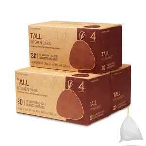 NINESTARS 13 Gal Extra Strong White Trash Bag w/Drawstring Closure, 13 Gal. / 50 L, Total 90 count, 3 Pack, 30 Count Each, Thick Leakage Proof Trash Bags for Kitchen, Home, Office Daily use