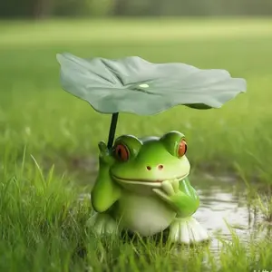 Fashion Creative Leaf Frog Figurine, Garden Home Office Decor, Resin Craft Art Ornament, Handmade Statue Design, Cute Artistic Gift