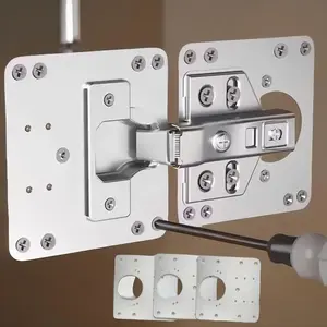 Cabinet Door Repair Plate with Screws, Stainless Steel Reinforcement, Damage-Free Hinge Replacement, Safe & Durable Solution