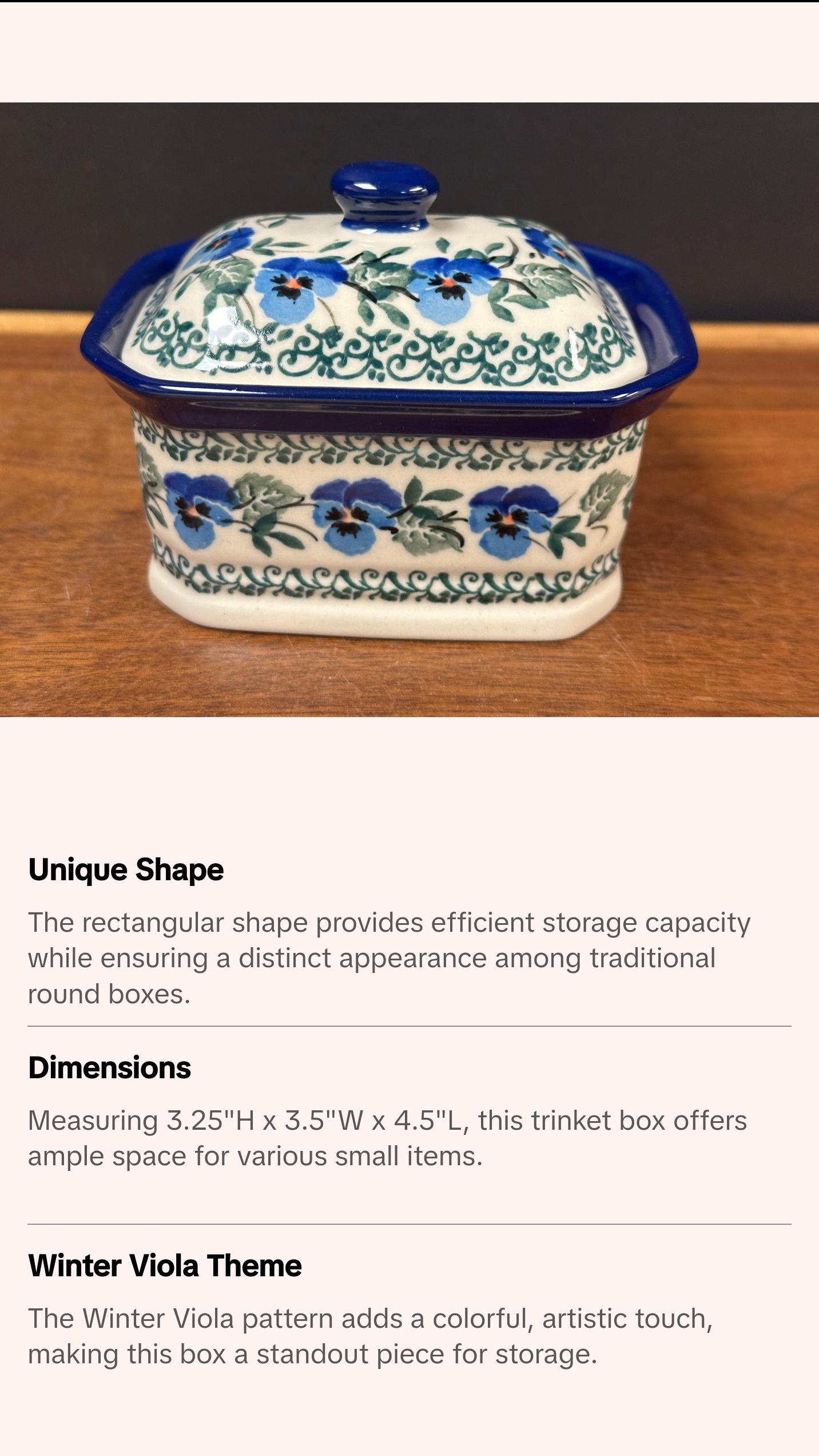 Trinket Box, Rectangular - Winter Viola