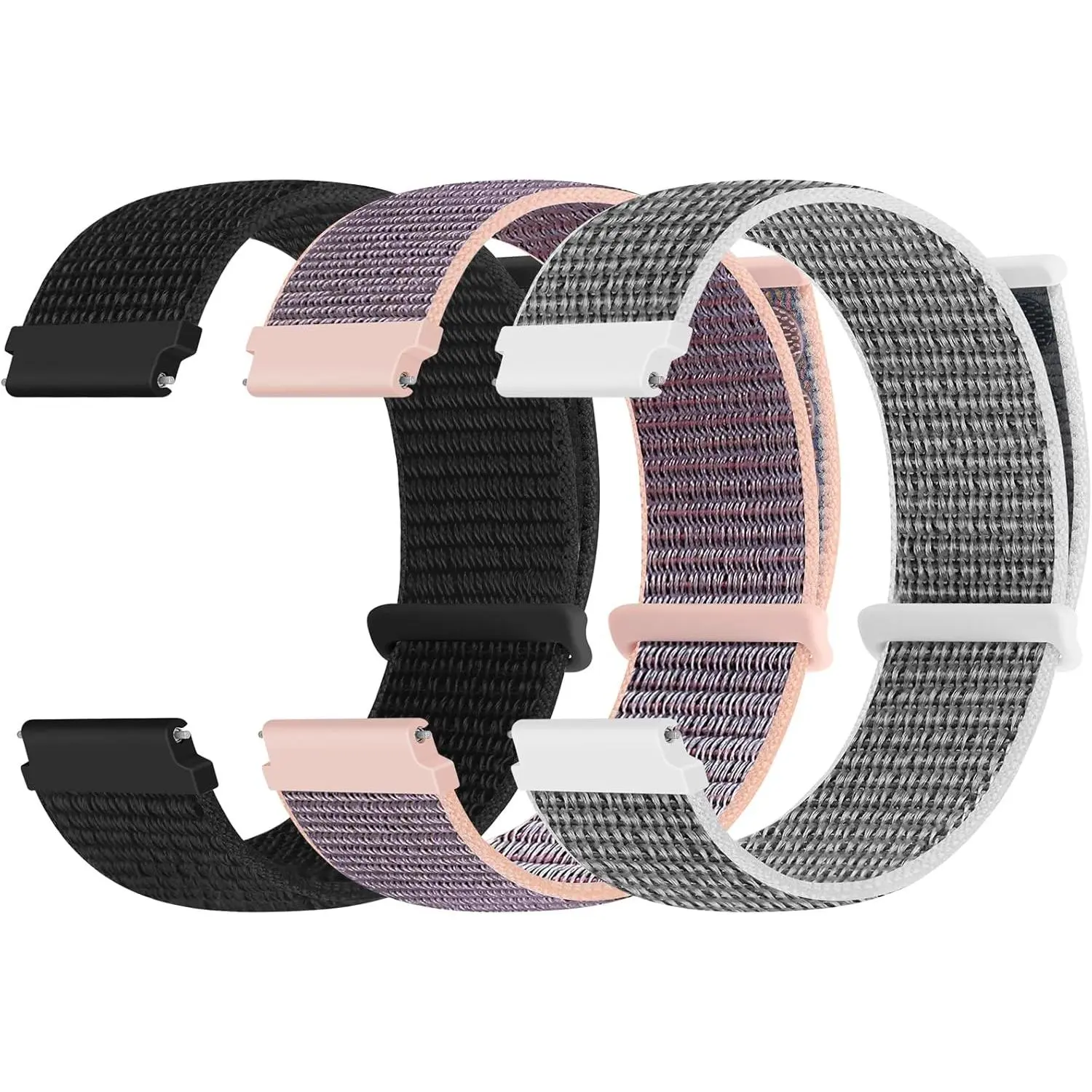 Quick Release Nylon Watch Band 18mm 20mm 22mm for Women Men Nylon  Loop Watch Straps Adjustable Breathable Replacement Bands, 3 count
