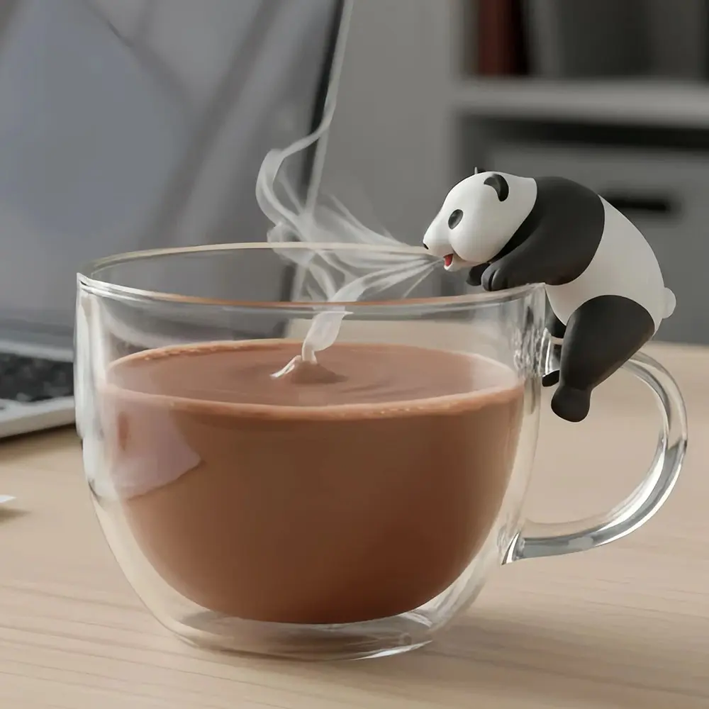 Panda Mini Cooling Fan for Hot Drinks Cocoa, Portable Lightweight Cold Air Beverage Cooler, Cute Cup Decor for Coffee Tea Hot Drinks