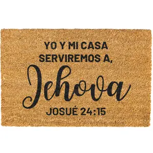 Spanish Christian Doormat, Yo Y Mi Casa Serviremos a Jehova Doormat, Welcome Mat, Josue 24:15