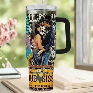 Urban Cowboy Bud & Sissy 40oz 30oz Tumbler With Handle – Western Texas Cowboy Cowgirl Couple Insulated Travel Mug Gift