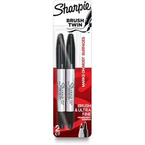 Sharpie  Brush Twin Permanent Black Permanent Marker, Pack of 2