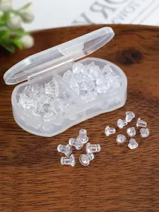 130pcs Transparent Silicone Earring Back Plug DIY Earring Accessories, Diy Jewelry Accessories, Includes Storage Box Plastic Earrings, Sports Transparent Earrings, Rubber Earrings, DIY Transparent Earrings