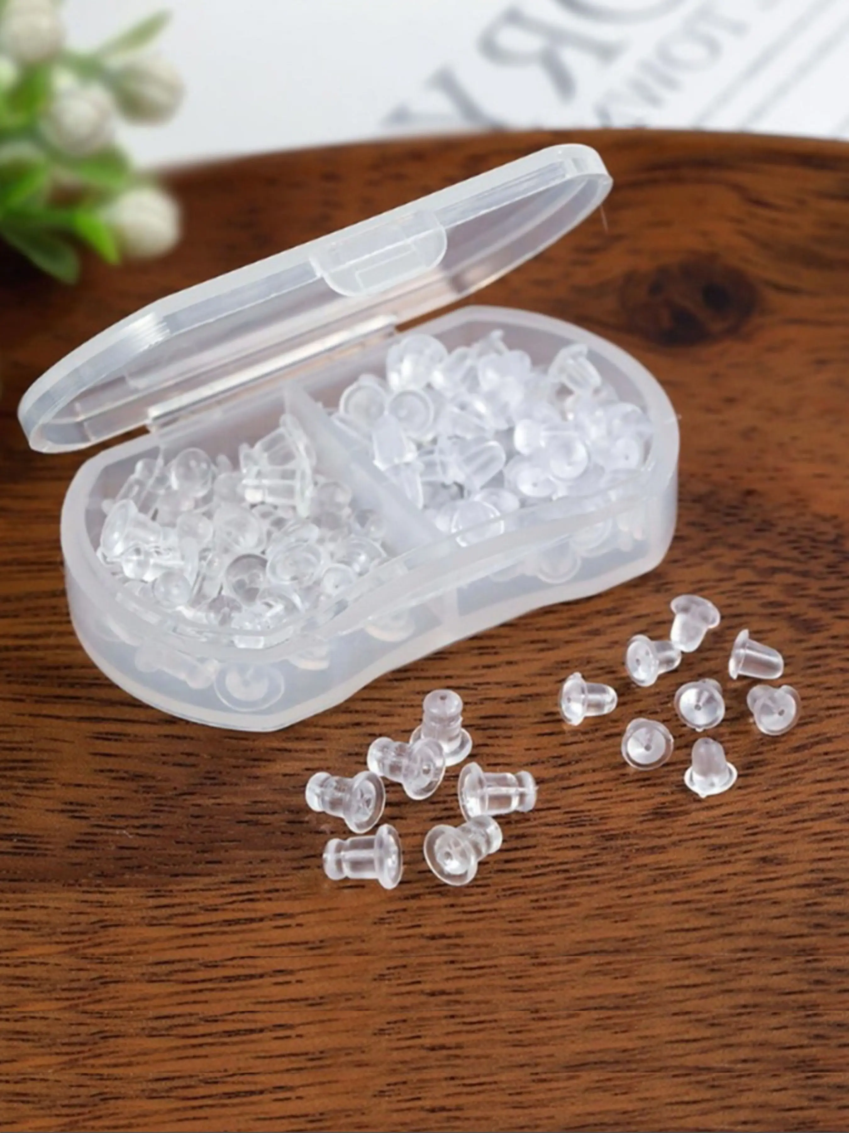 130pcs Transparent Silicone Earring Back Plug DIY Earring Accessories, Diy Jewelry Accessories, Includes Storage Box Plastic Earrings, Sports Transparent Earrings, Rubber Earrings, DIY Transparent Earrings, Earring Backings