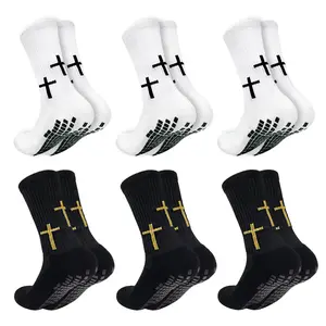 Men's Athletic Cushioned 6-Pack Crew Socks with Arch Compression for Secure Fit - White & Black Options Available