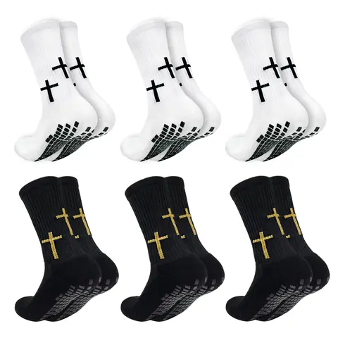 Men's Athletic Cushioned 6-Pack Crew Socks with Arch Compression for Secure Fit - White & Black Options Available