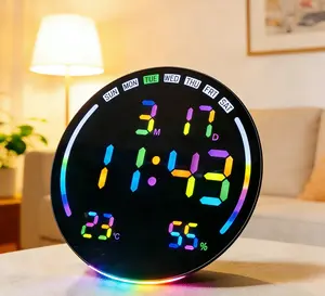 10.3" LED Digital Wall Mount Clock with Countdown/Up Timer, Big LED, RGB Color, DST, Temperature, Date, Day, for Living Room, Classroom, Desk, New Year Gift, with remote control