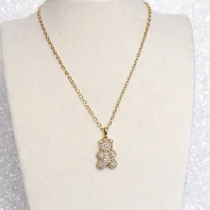 Bear Hug Necklace - Gold or Silver Chain with Sparkling Teddy Bear Pendant for Women's Fashion