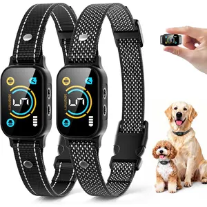 2 Pack Smart Dog Bark Collar for Large Medium Small Dogs, Rechargeable Ultra-Light Training Collar with Beep Vibration, Anti Barking Device with 5-Level Sensitivity Black