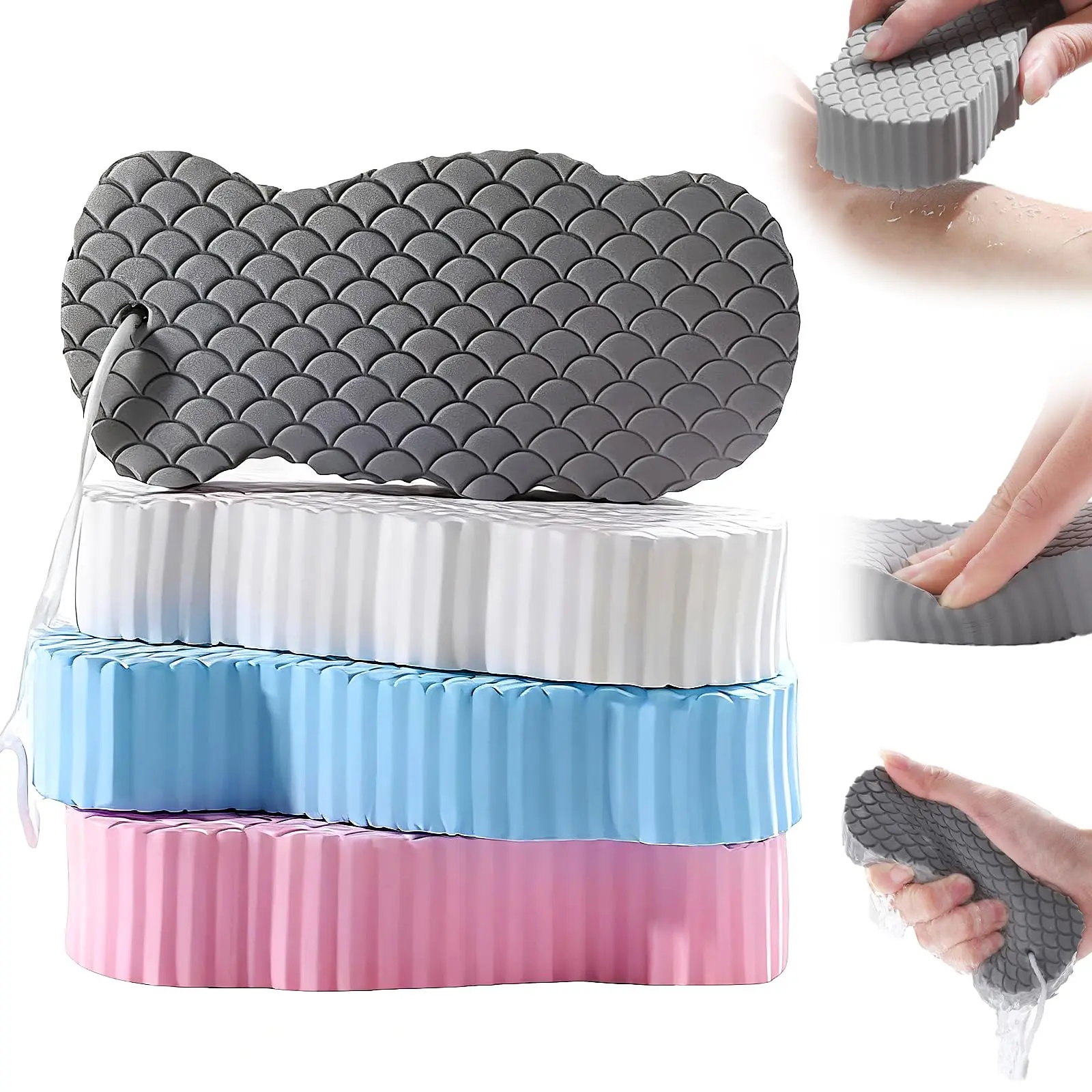 Soft 3D Bath Sponge, Effortless Exfoliation & Gentle Wiping, Unisex Body Cleaning Tool, Ideal for Infants, Adults & Kids, Perfect for Bath Time, Exfoliating Shower Scrubber, Newborn Bath Essentials