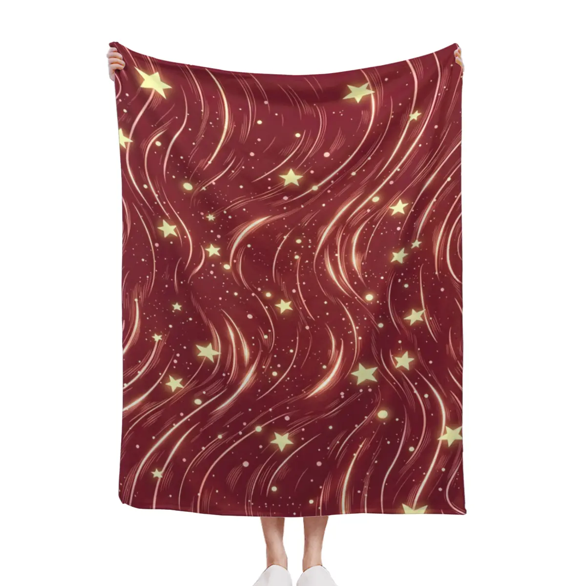 Luxury Anti-Allergic Quilt, Burgundy Red Shimmer Wave Glitter Throw Blanket, Maroon Swirl Aesthetic, Soft Warm Flannel Bedding Linen, Anti-Allergic Quilts