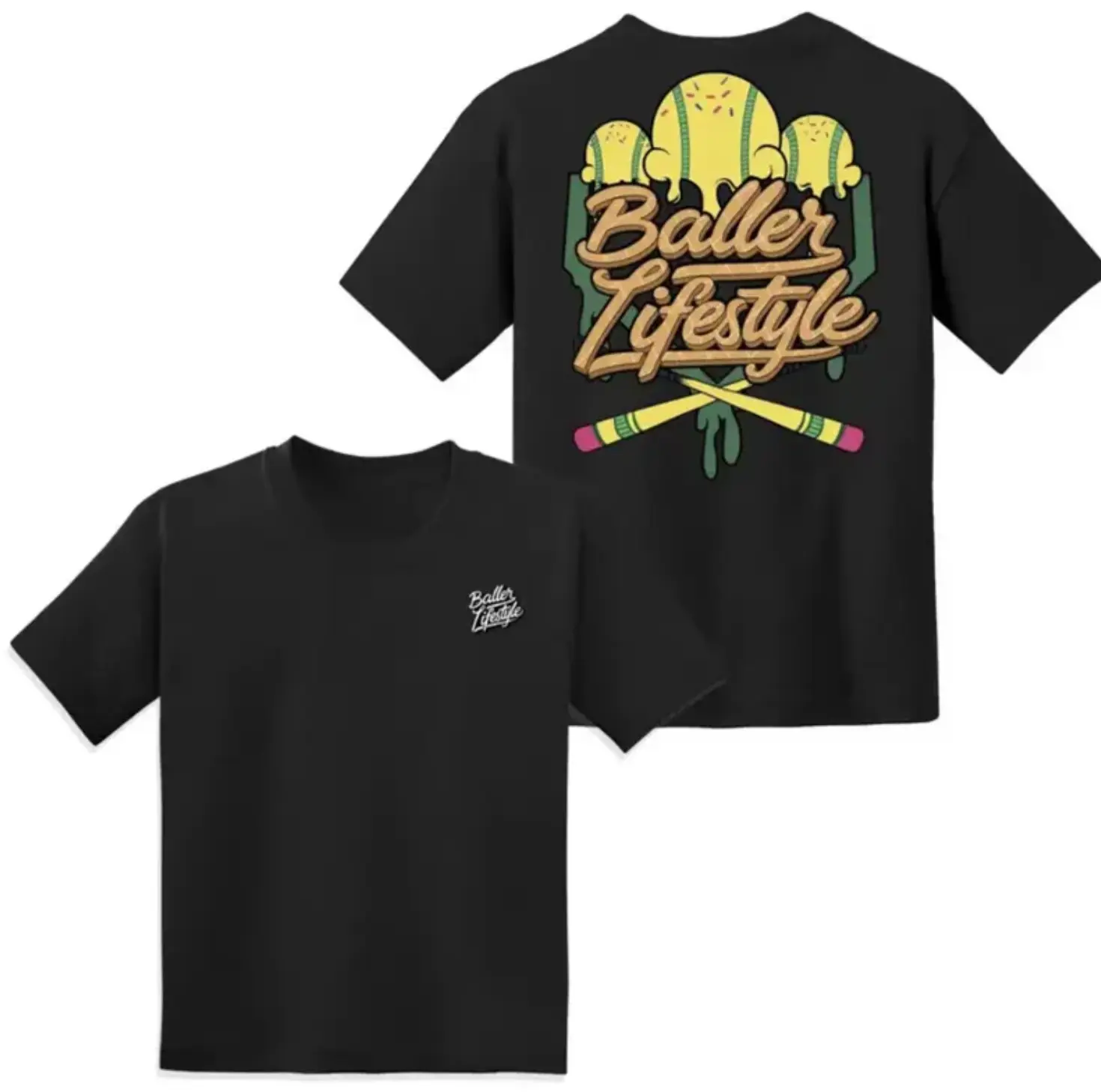 Pencil Bat Drip Baller Lifestyle Youth T-shirt, Baseball Shirt, Youth Clothes, Trending Kids Shirt, Youth Outdoor Clothing, Back To School Shirt, Gift For Boys And Girls, Youth Shirt Available In Sizes XS–XL