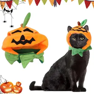 Halloween Cat Costume Hat Pumpkin Hat Pet Accessories Halloween Adjustable Jack-o-Lantern Pet Costume Clothes Halloween Pet Costume Decor Hat for Cats Dogs Animal Halloween Carnival Party Supplies
