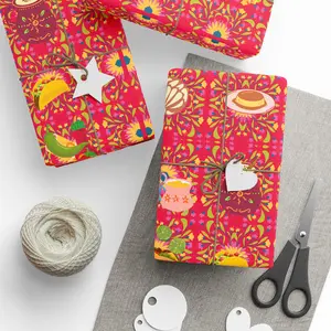 Mexican Food Celebration Wrapping Paper - Gift Wrap, Party Supplies, Festive Decoration, Viva Mexico Holiday Decor, Colorful Design