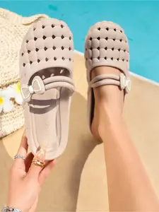 Women's Hollow Out Bowknot Sandals Two-Wear Open Toe Half Slipper Summer Breathable Cool Slippers Footwear for Women