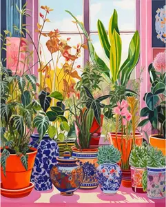 Paint by Numbers for Adults Plants Theme 16x20 Inch DIY Acrylic Painting Kit with Brushes Pre-printed Canvas Home Wall Decoration Ideal Gift for Birthdays Mother's Day Christmas