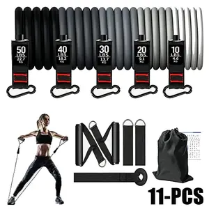 11-PCS Resistance Workout Band Set, 150LBS Natural Latex, Anti-Snap Design, Door Anchor & Ankle Strap – Perfect for Home, Yoga, Pilates & Travel